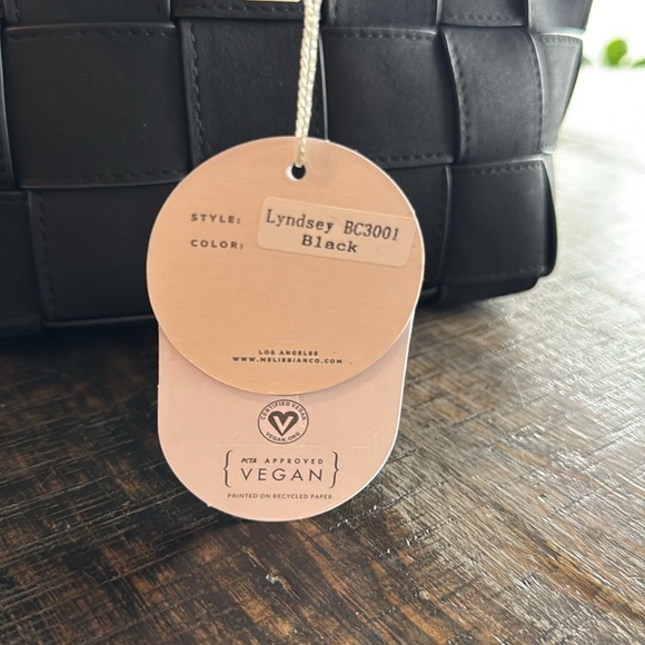 Melie Bianco Lyndsey Vegan Leather Woven Crossbody Purse Black NWT Anthropology - Picture 7 of 7